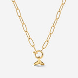 Whale Tail Oval Links Collana Set Oro
