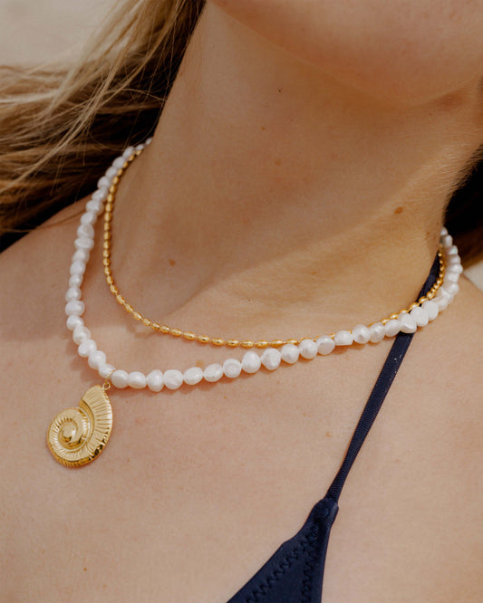 Ammonite Pearl Collana Oro