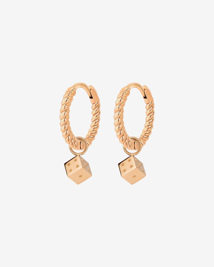 Lucky Dice Twisted Hoop Set Baby Oro Rosa