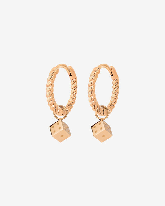 Lucky Dice Twisted Hoop Set Baby Oro Rosa