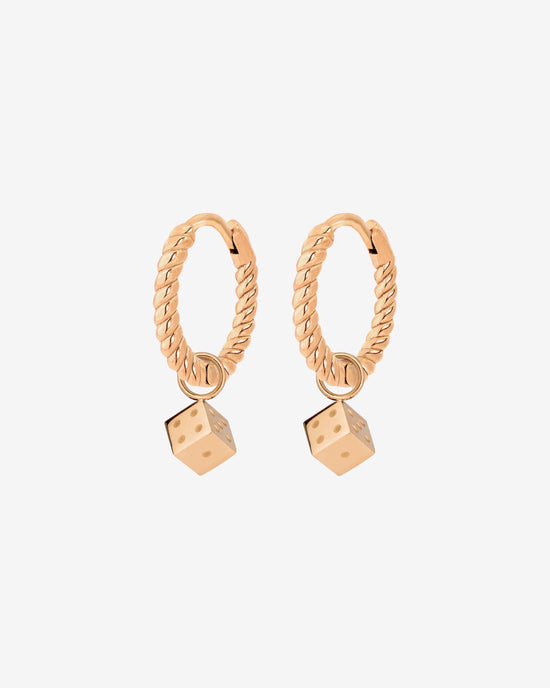 Lucky Dice Twisted Hoop Set Baby Oro Rosa