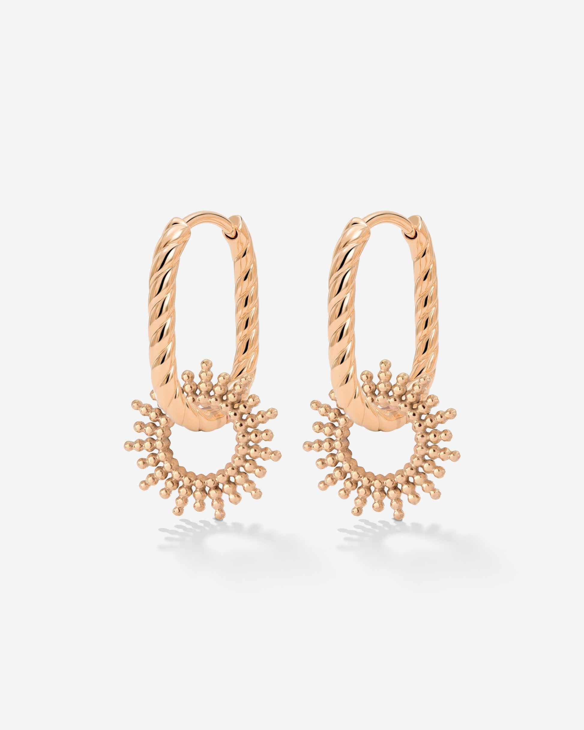 Sunny Oval Twisted Hoop Set Baby Oro Rosa