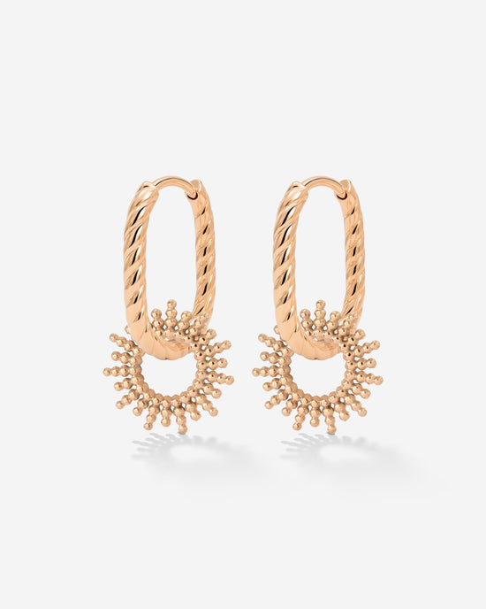 Sunny Oval Twisted Hoop Set Baby Oro Rosa