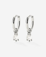 Tres Perlas Hoop Set Argento