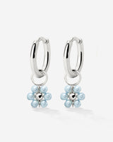 Forever Blue Daisy Hoop Set Small Argento