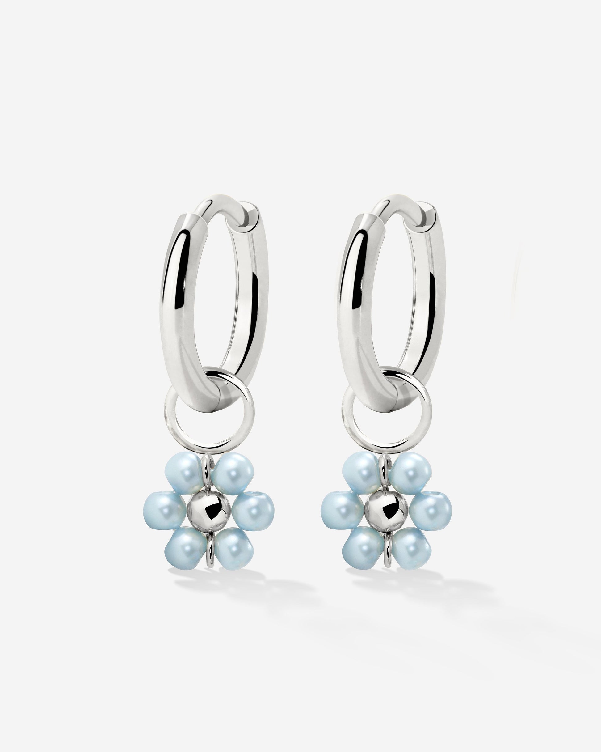 Forever Blue Daisy Hoop Set Small Argento