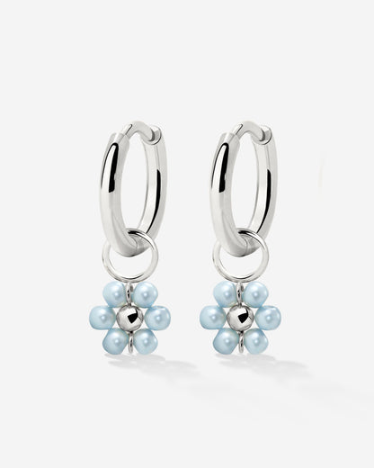 Forever Blue Daisy Hoop Set Small Argento