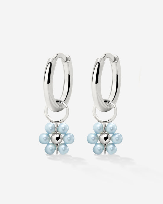 Forever Blue Daisy Hoop Set Small Argento