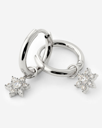 White Petal Hoop Set Small Argento