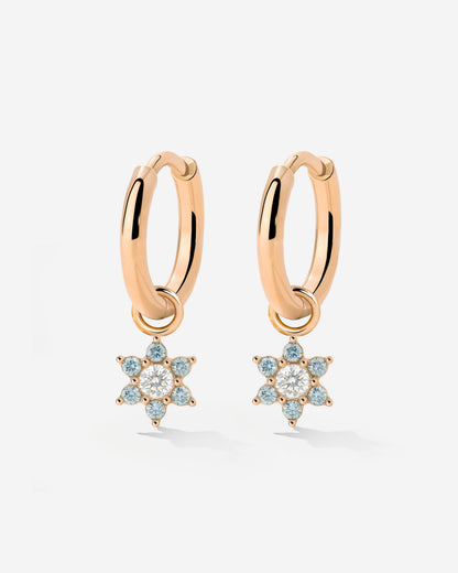 Blue Petal Hoop Set Small Oro Rosa