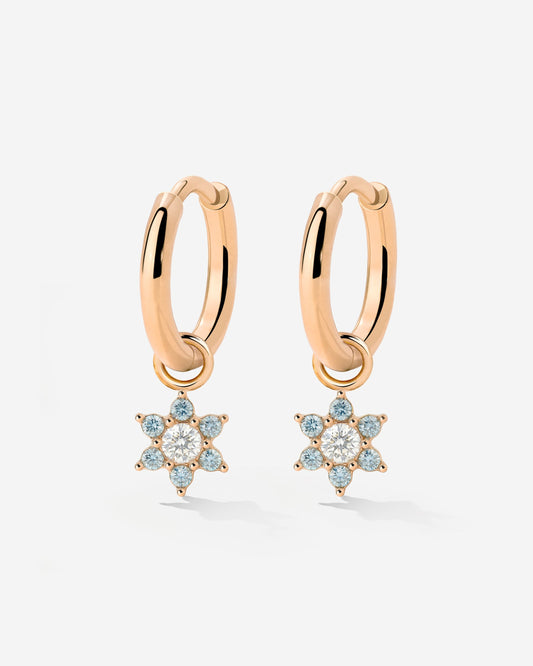 Blue Petal Hoop Set Small Oro Rosa