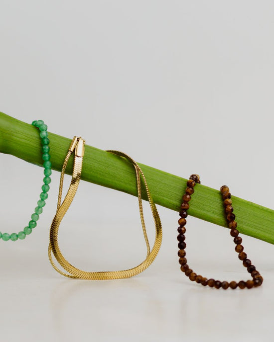 Tiger's Eye Bead Bracciale Oro