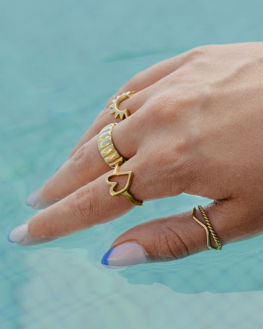 Flowy Heart Anello Oro