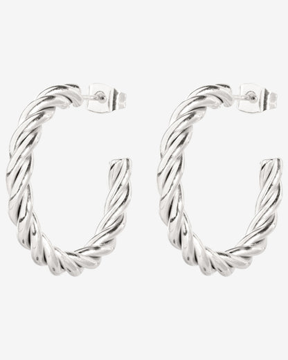 Squeeze it Medium Hoop Studs Argento