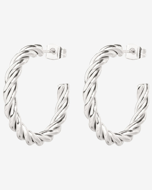 Squeeze it Medium Hoop Studs Argento