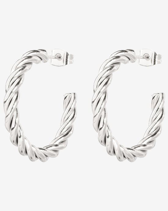 Squeeze it Medium Hoop Studs Argento