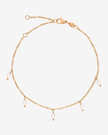 Perla Blanco Cavigliera Oro Rosa
