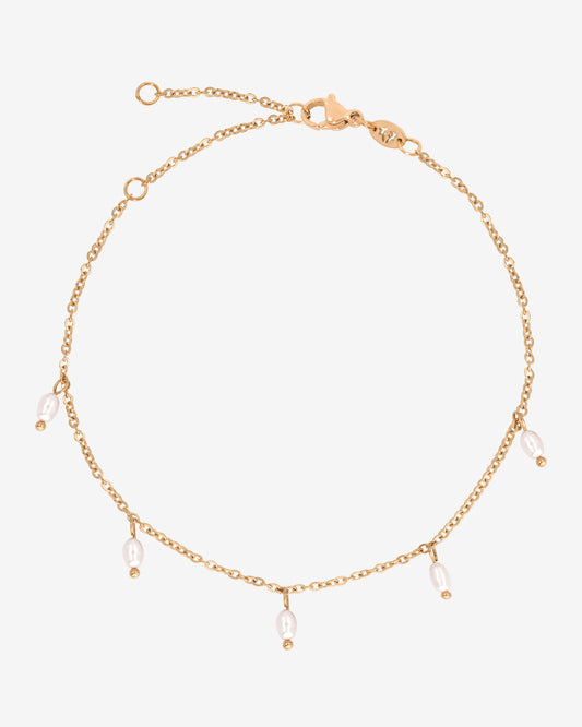 Perla Blanco Cavigliera Oro Rosa
