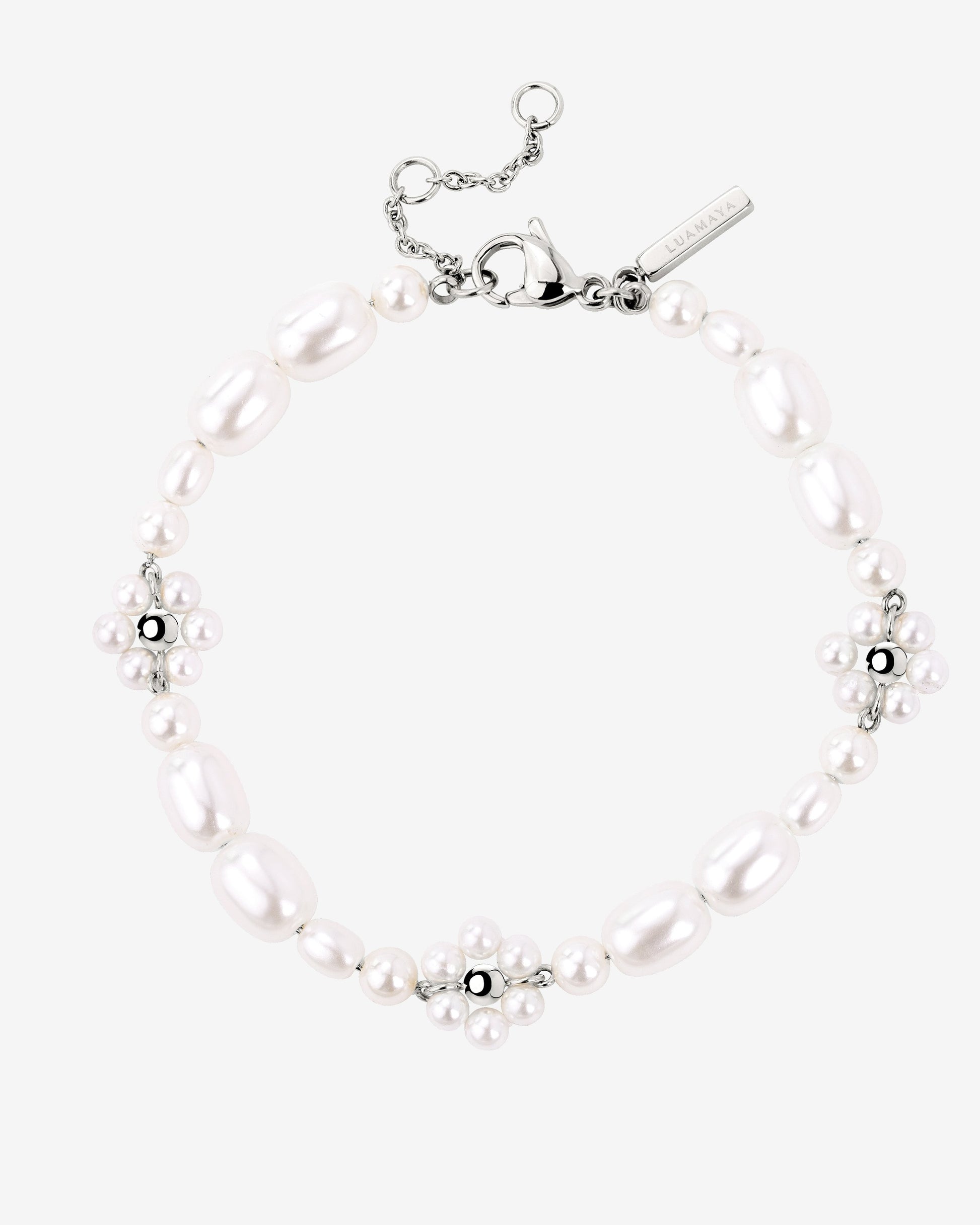 Flowery Pearls Bracciale Argento