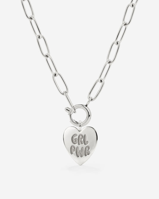Girl Power Oval Links Collana Set Argento