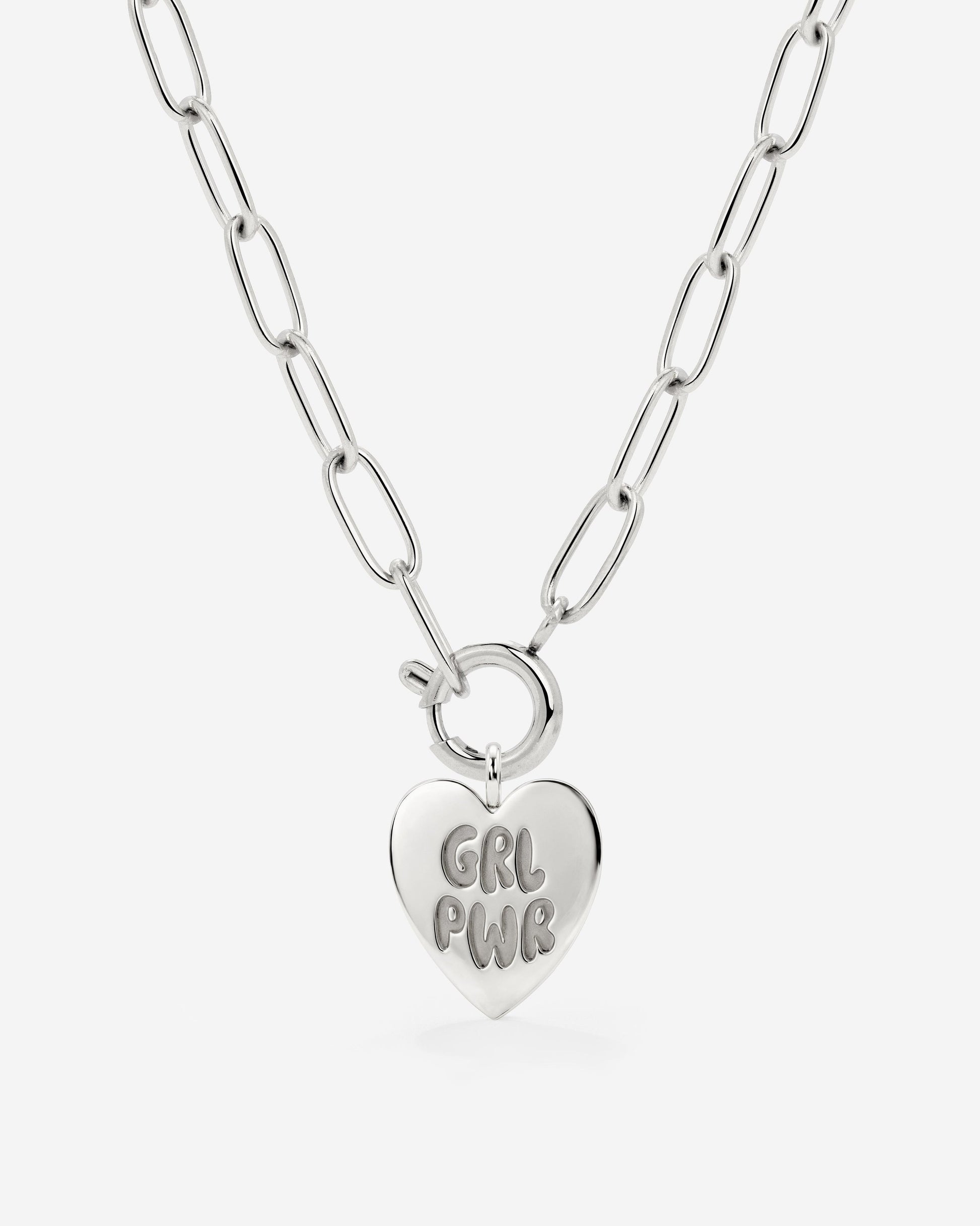 Girl Power Oval Links Collana Set Argento
