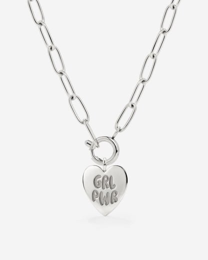 Girl Power Oval Links Collana Set Argento