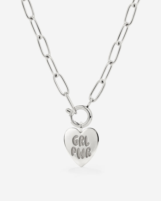 Girl Power Oval Links Collana Set Argento