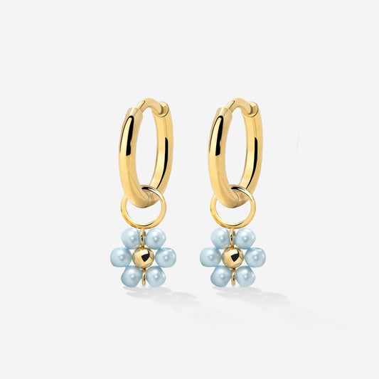 Forever Blue Daisy Hoop Set Small Oro