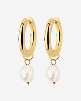Chunky Pearl Hoop Set Oro