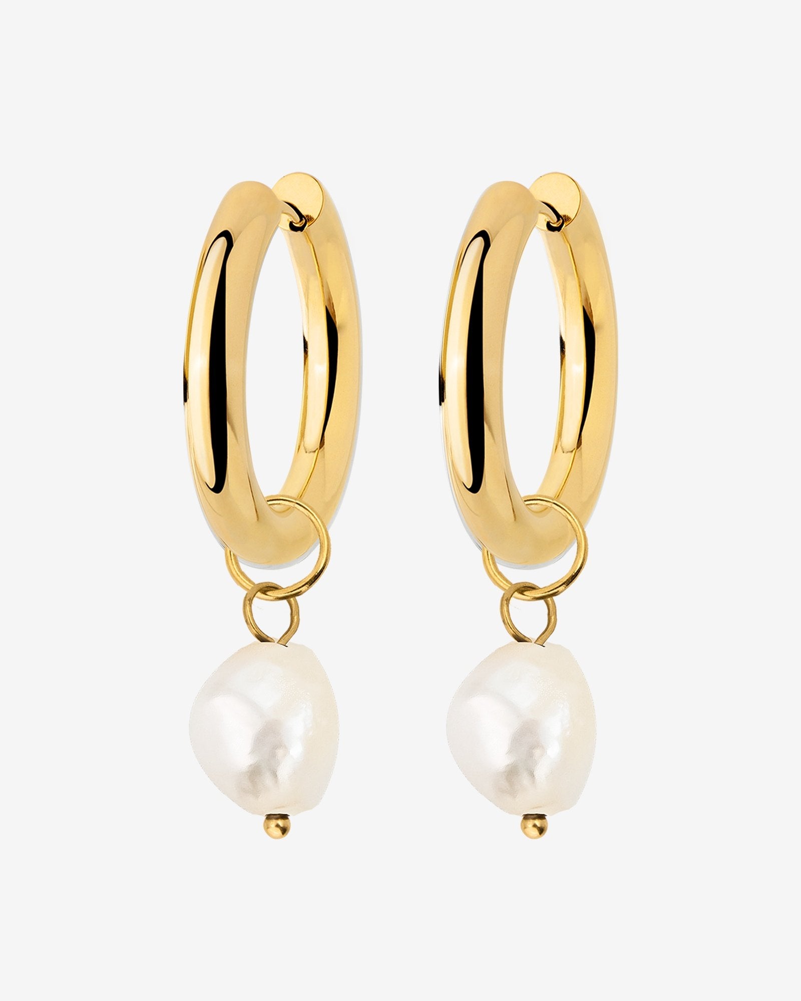 Chunky Pearl Hoop Set Oro