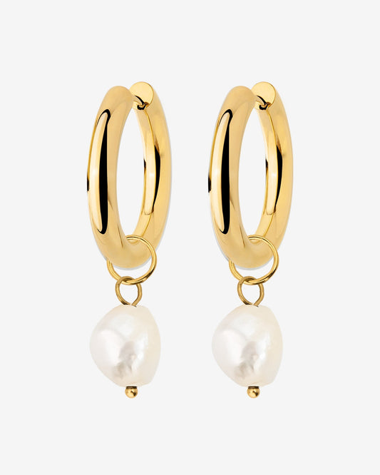 Chunky Pearl Hoop Set Oro