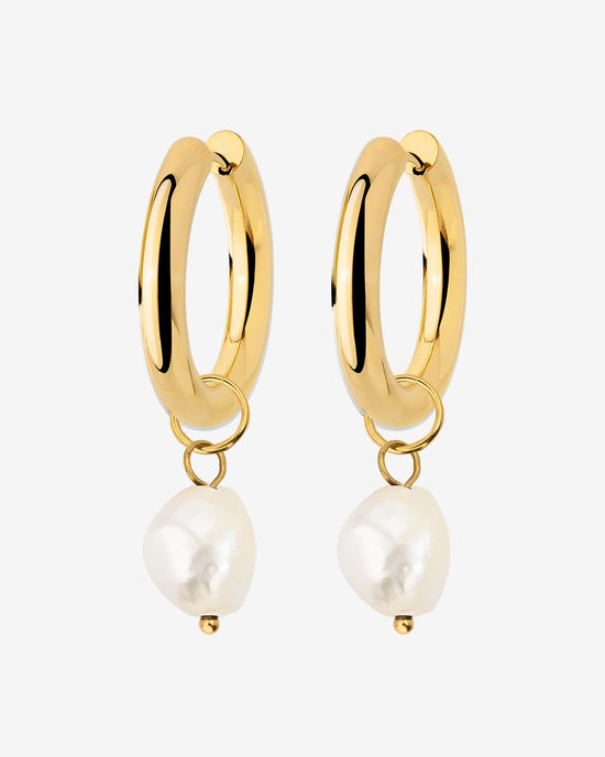 Chunky Pearl Hoop Set Oro