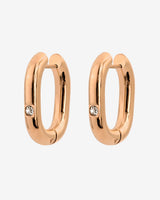 Sparkle Oval Hoops Medium Oro Rosa