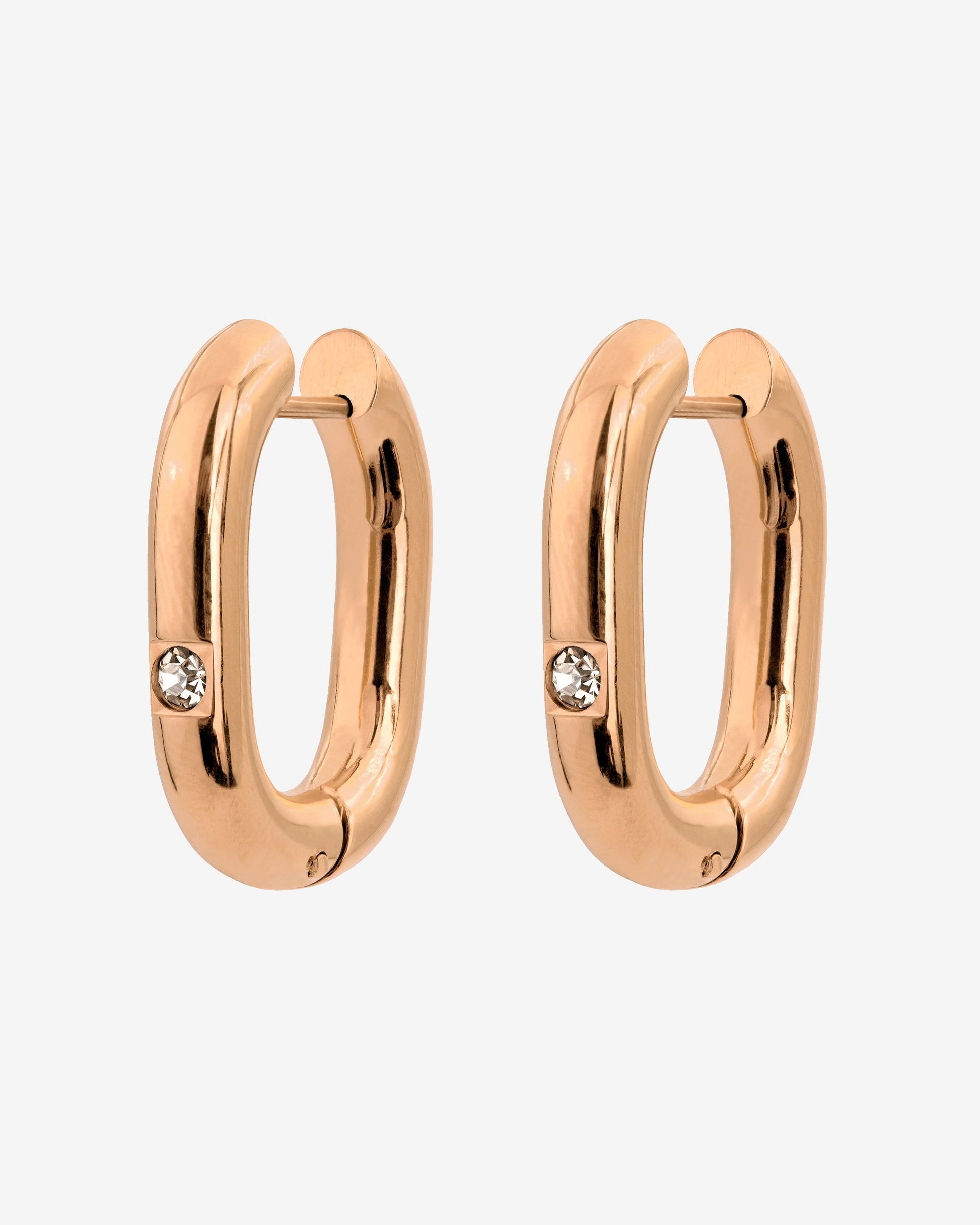 Sparkle Oval Hoops Medium Oro Rosa