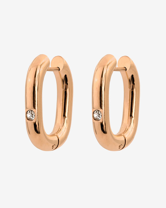 Sparkle Oval Hoops Medium Oro Rosa
