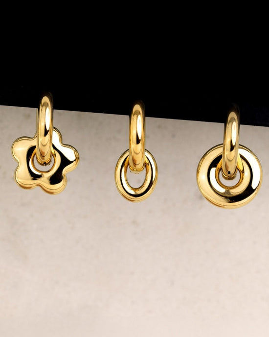 Chunky Bubble Flower Hoop Set Medium Oro