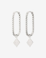 Rombo Oval Twisted Hoops Small Argento