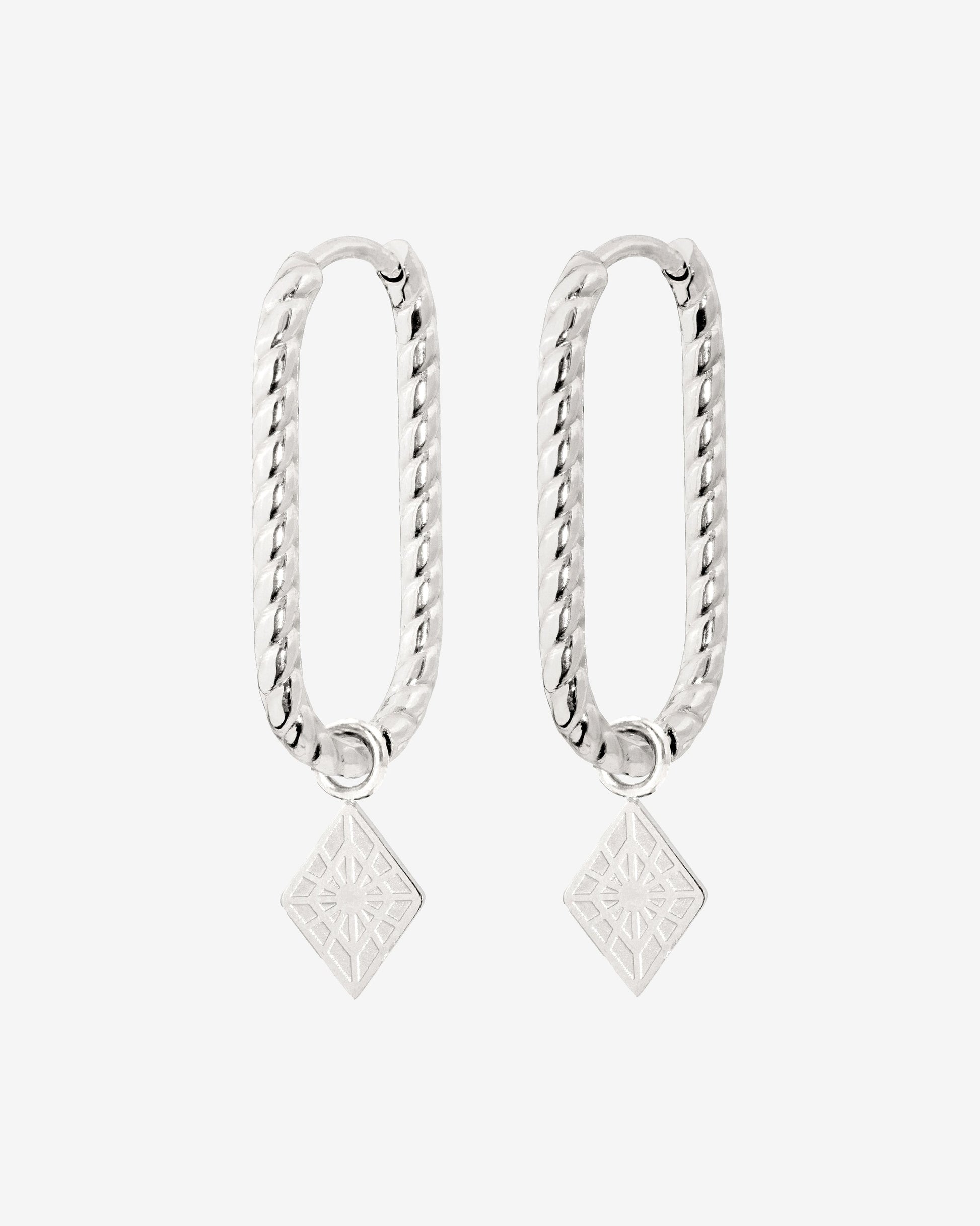 Rombo Oval Twisted Hoops Small Argento