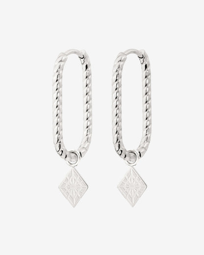 Rombo Oval Twisted Hoops Small Argento