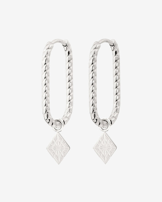 Rombo Oval Twisted Hoops Small Argento