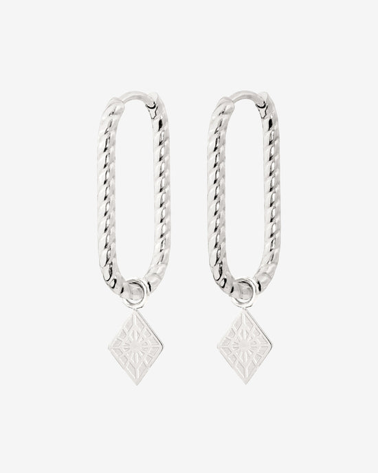 Rombo Oval Twisted Hoops Small Argento