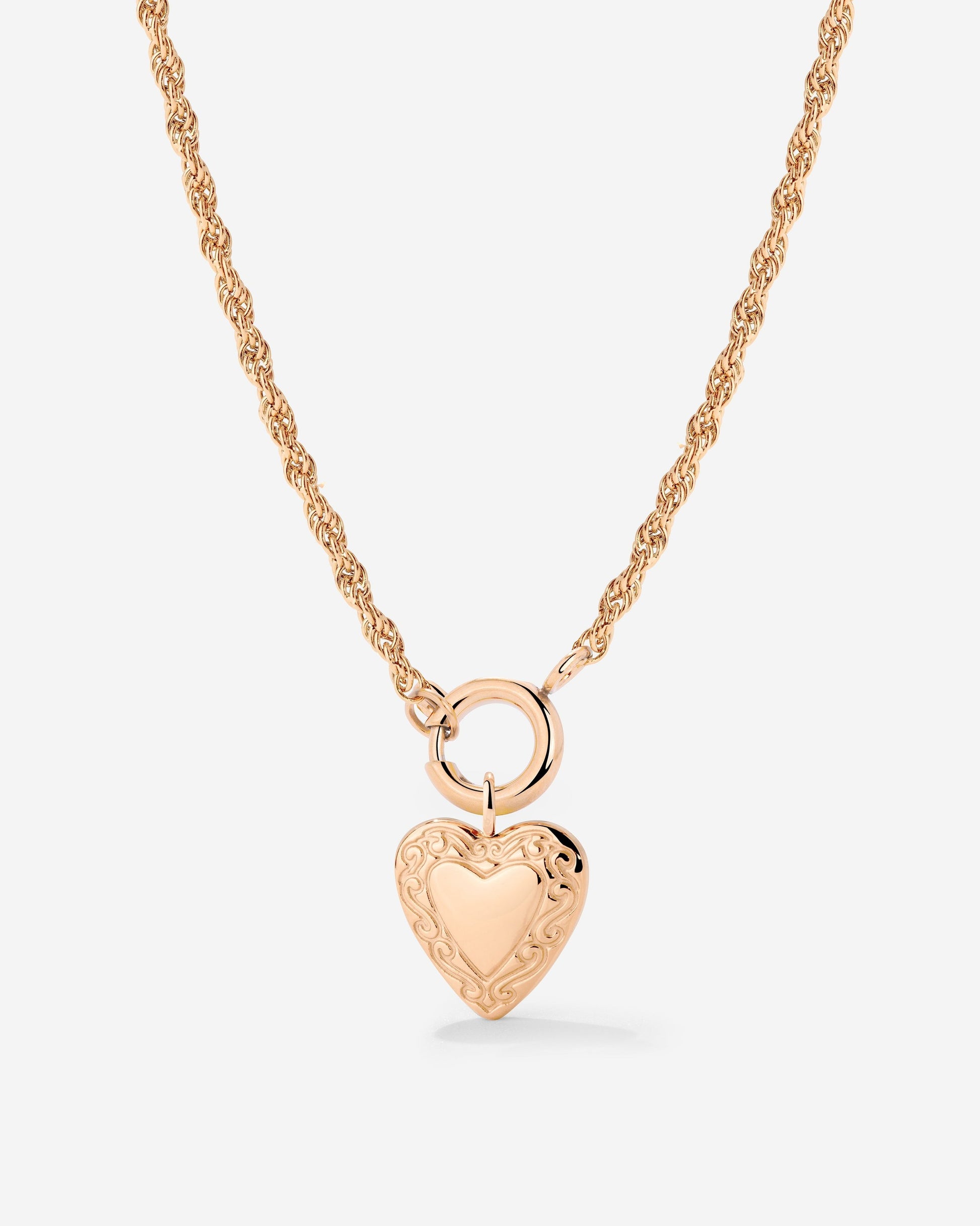 Vintage Heart Rope Chain Collana Set Oro Rosa