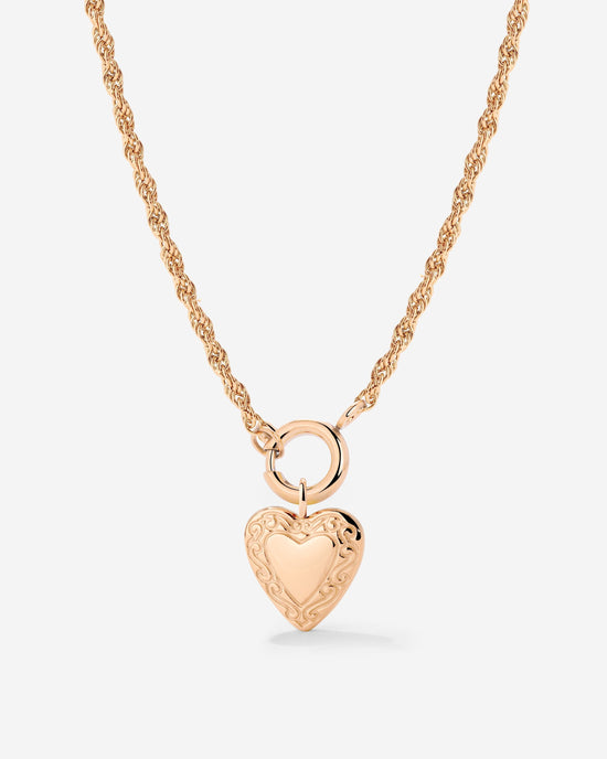 Vintage Heart Rope Chain Collana Set Oro Rosa