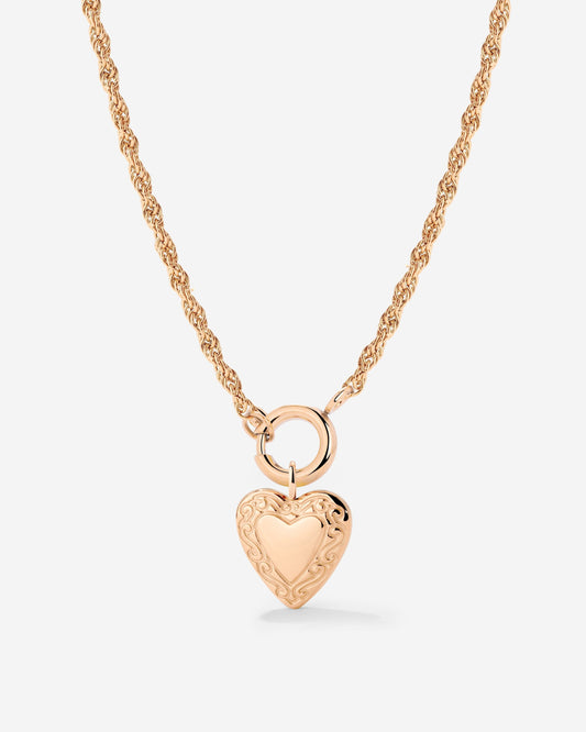 Vintage Heart Rope Chain Collana Set Oro Rosa