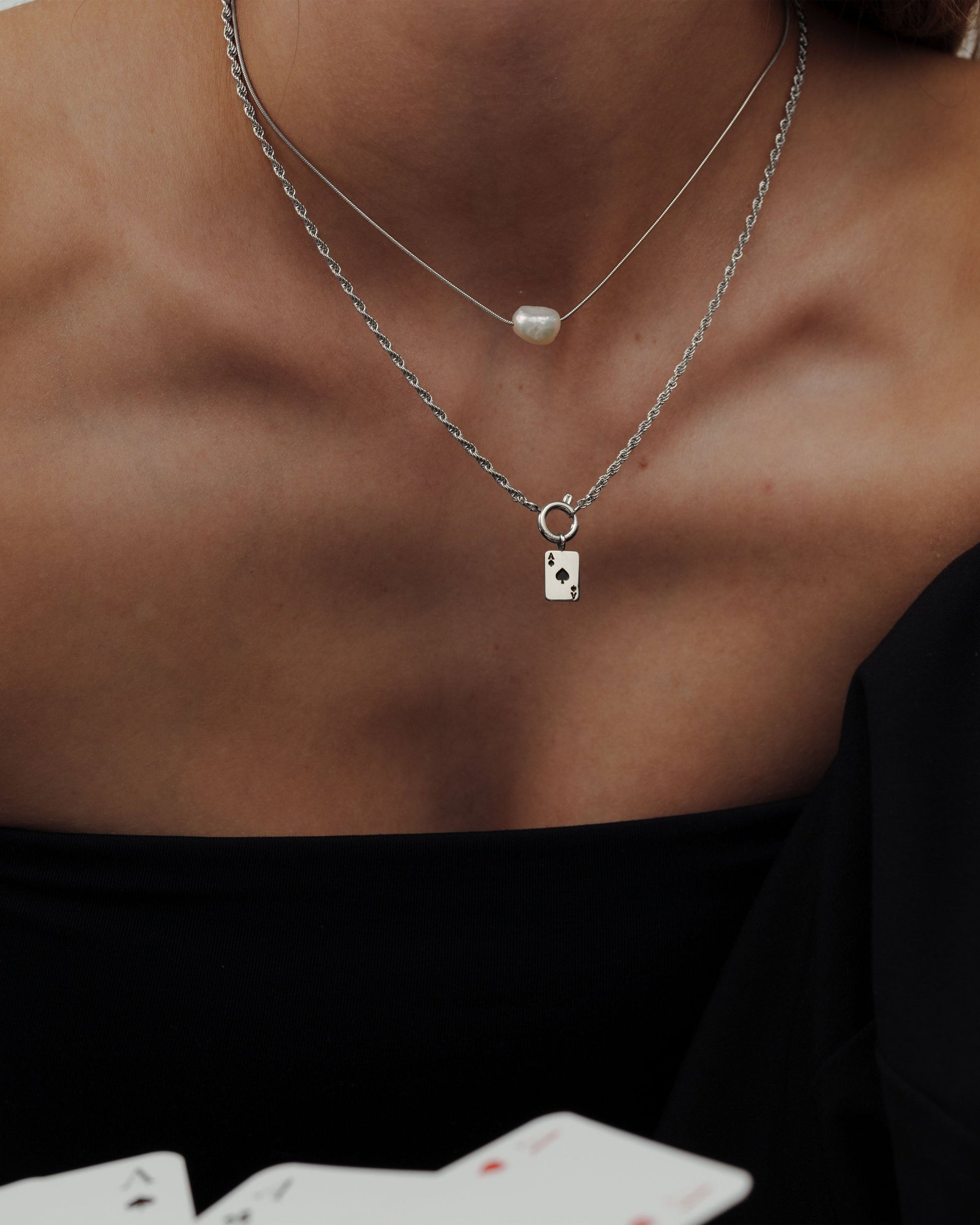 Aced Rope Chain Collana Set Argento