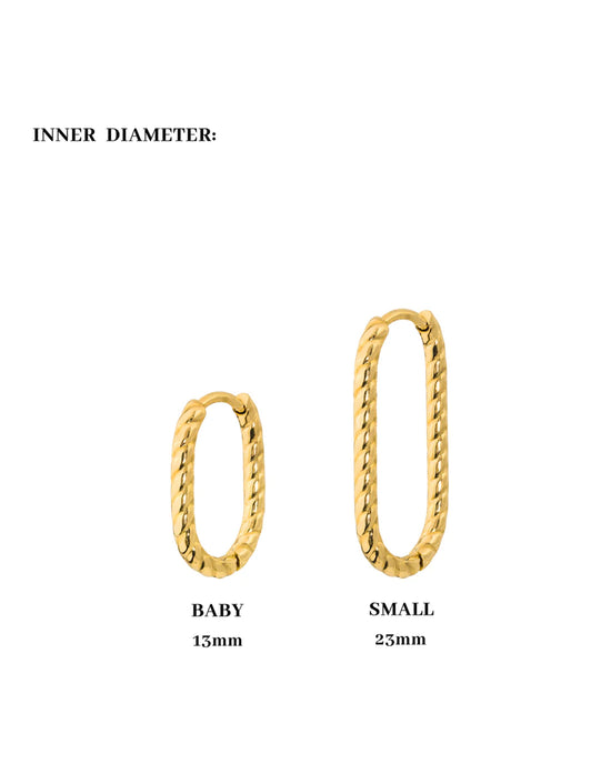 Oval Twisted Hoop Set Argento