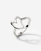 Flowy Heart Anello Argento