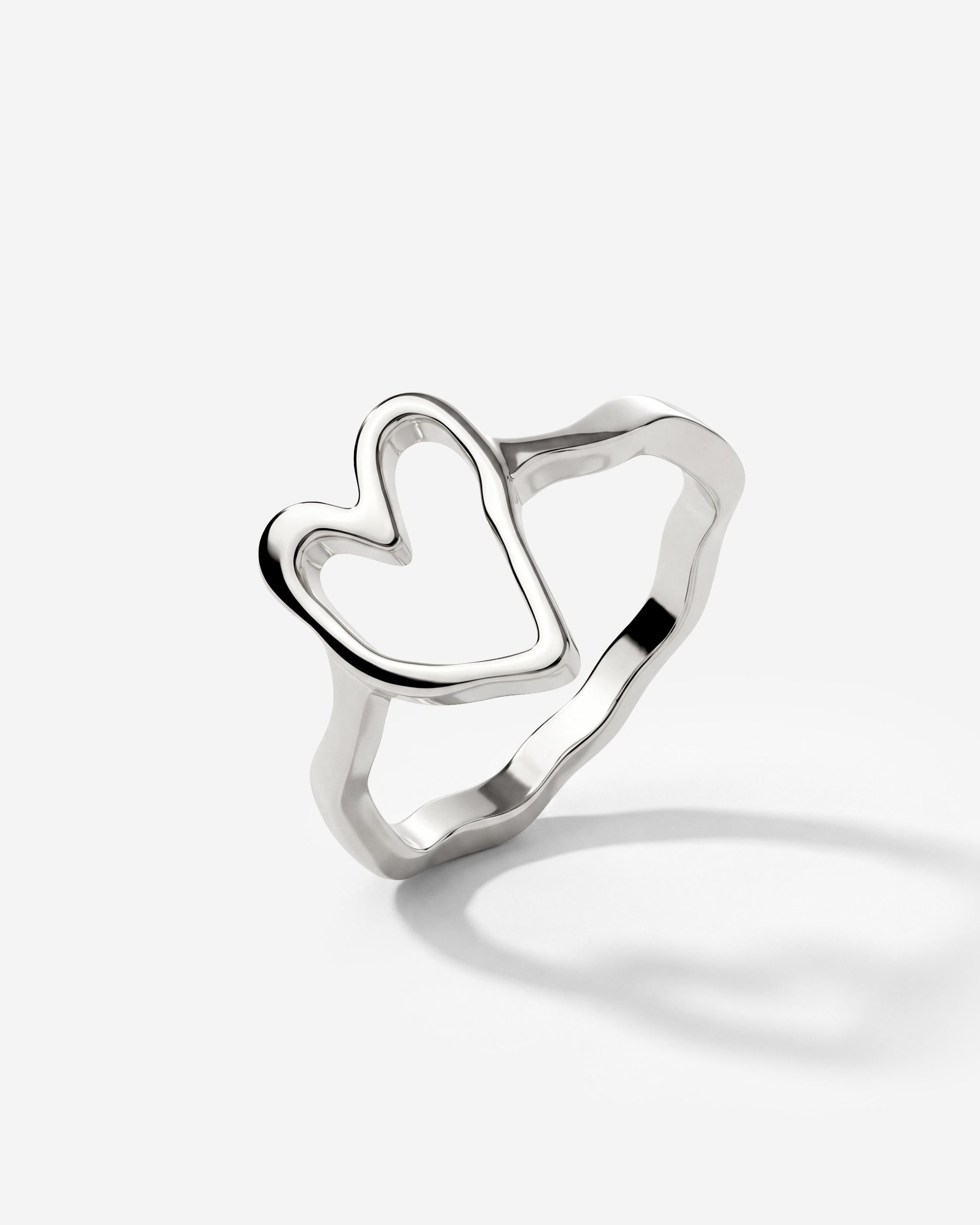 Flowy Heart Anello Argento