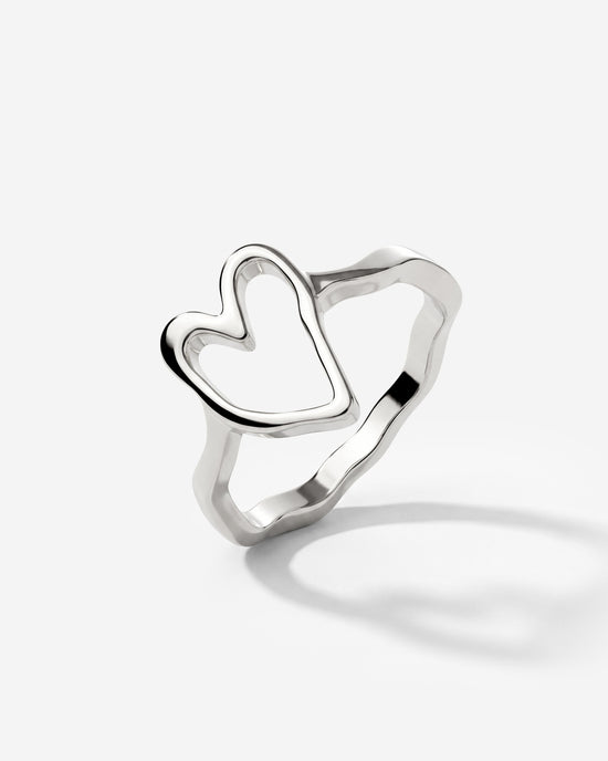Flowy Heart Anello Argento