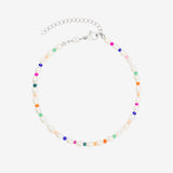 Rainbow Pearl Cavigliera Argento